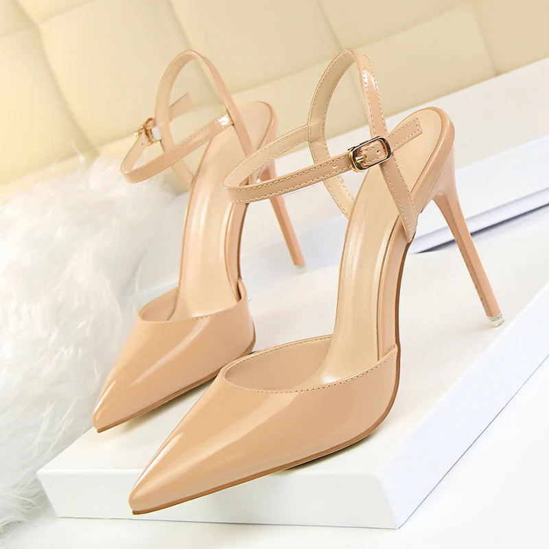 Buckle Strap High Heels - Pointed Toe Wedding Party Pumps Women