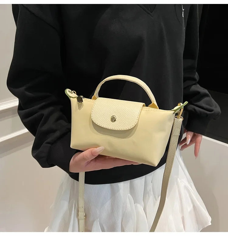 Retro Fashion Nylon Dumpling Bag Women's Crossbody Handbag Soft Polyester Lining Zipper Closure Shoulder Bag Handbag