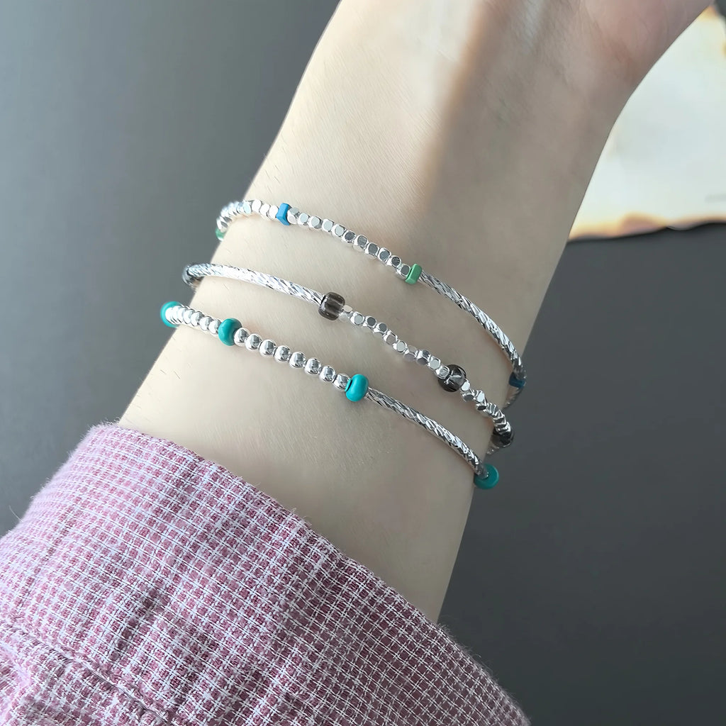 VENTFILLE 925 Sterling Silver Double Layer Pearl Bracelet for Women Girl Design Bead Korean Jewelry Dropshipping