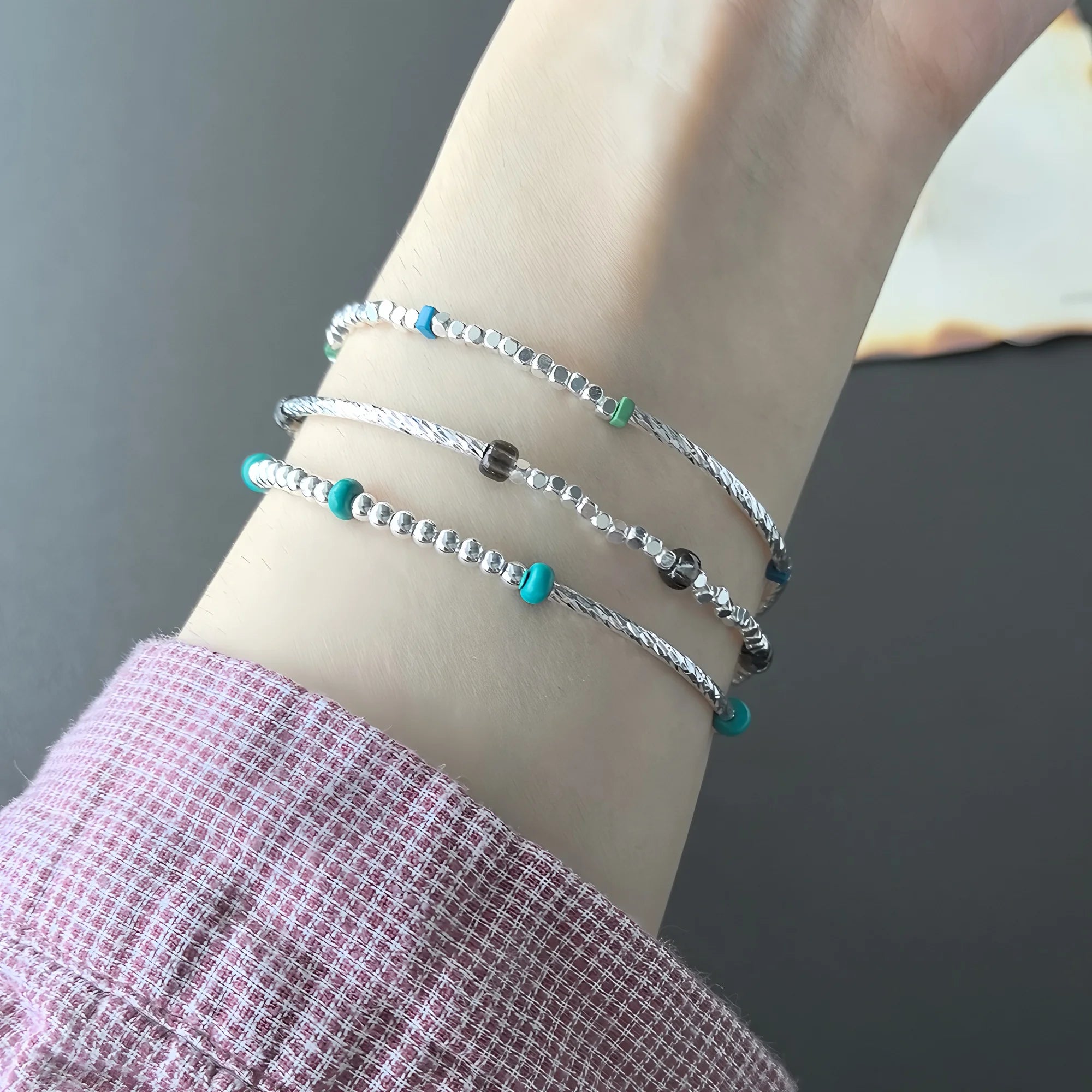 VENTFILLE 925 Sterling Silver Double Layer Pearl Bracelet for Women Girl Design Bead Korean Jewelry Dropshipping