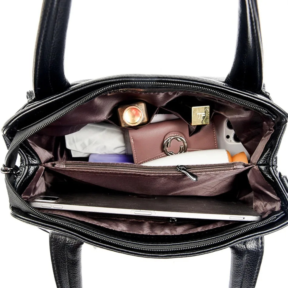 Luxury Soft Leather Handbag - Designer Crossbody Tote Bag 2024