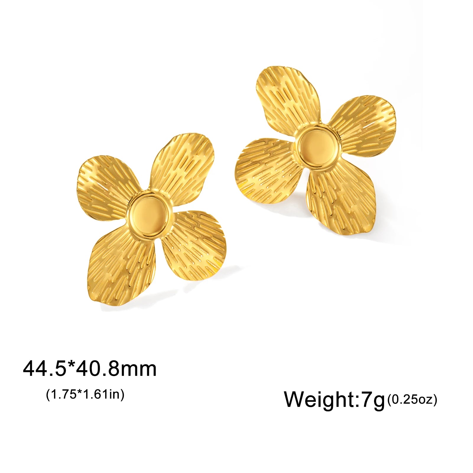 Unift Vintage Metal Flower Stud Earrings for Women Bohemian Gold Color Stainless Steel Earring Statement Stylish Simple Jewelry