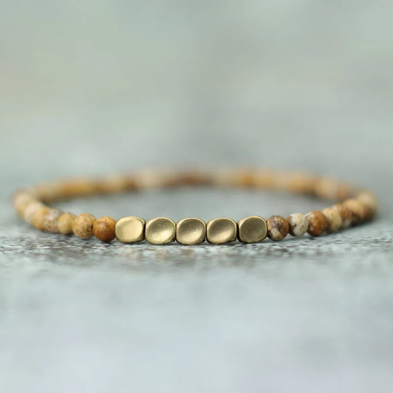 New Men 4mm Bracelet Irregular Copper Beads Strand Braclet Minimalist Black Onyx Stone Braslet Pulsera Hombre Gift For Him Joias