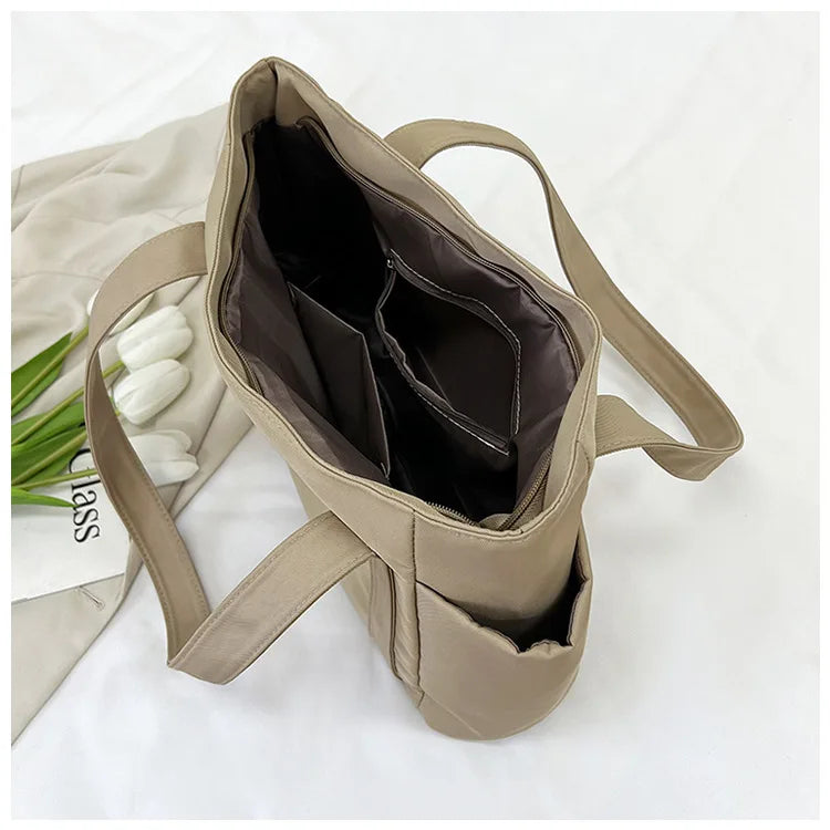 High Quality Commuting Tote Bag Simple Nylon Women's Shoulder Bag Large Capacity Student Class Handbag