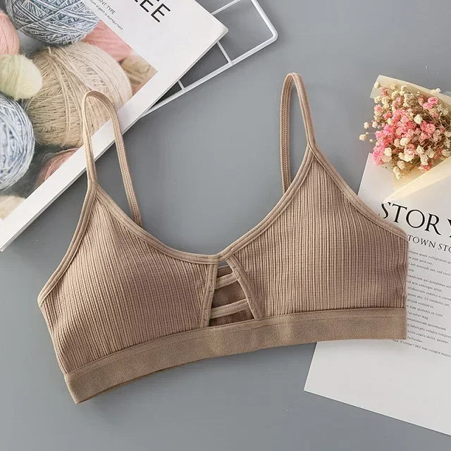Women Thin Strap Bra - Seamless Hollow Out Wireless Bralette