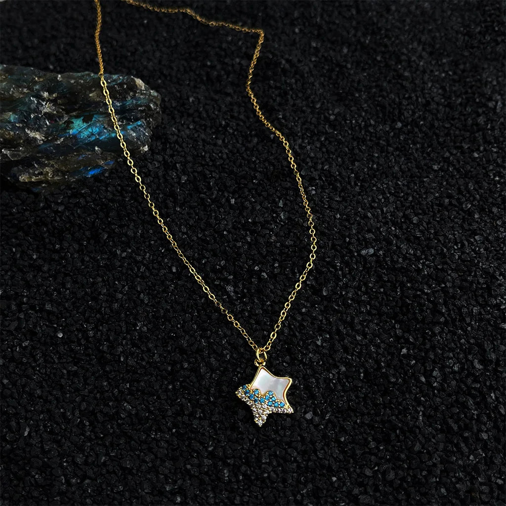 Beach style women's neck chain Inlaid shells Necklace Geometric starfish design Jewelry on the neck commute Women's jewelry