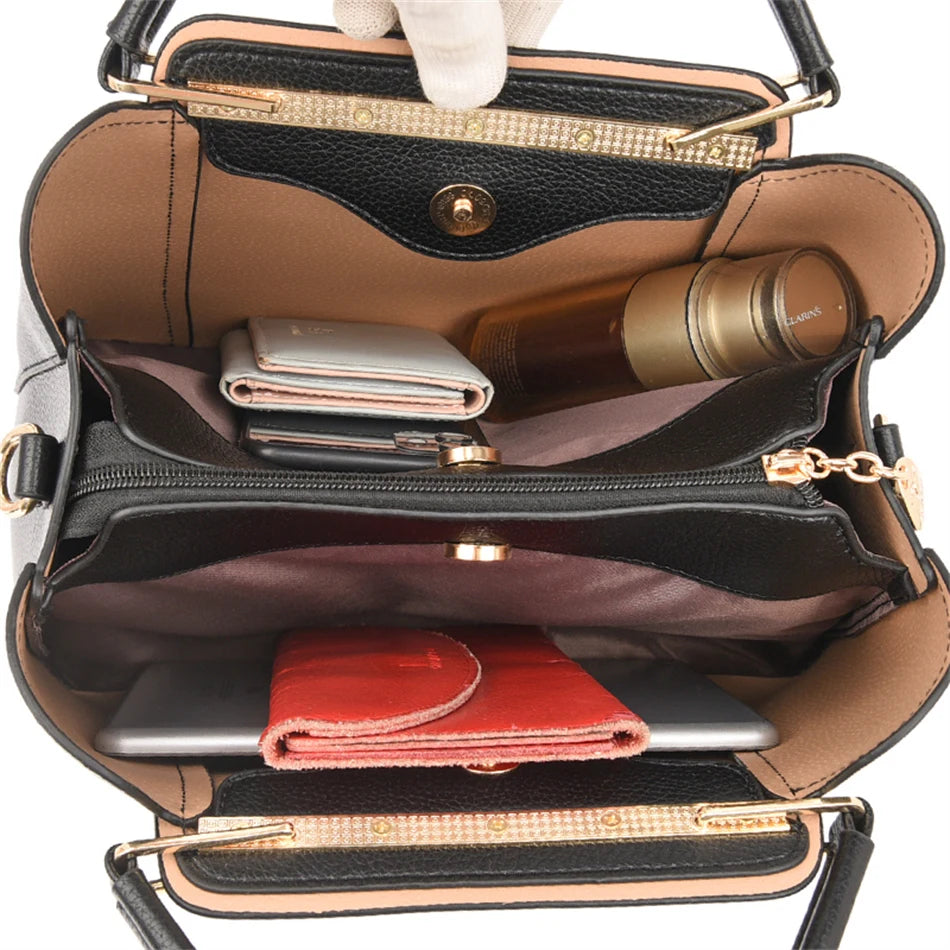 2024 Luxury Designer Handbag - 3 Layer Crossbody Leather Tote