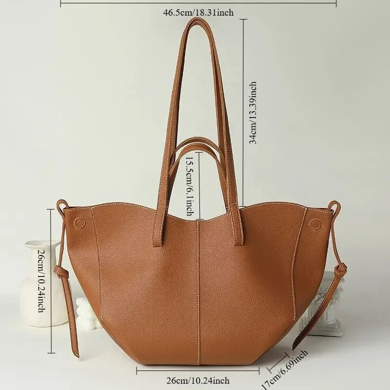 Fashionable Large Capacity Tote Bag Handbag Women's Single Shoulder Bag Brown New Arrival 2025 from France High Aesthetic Value