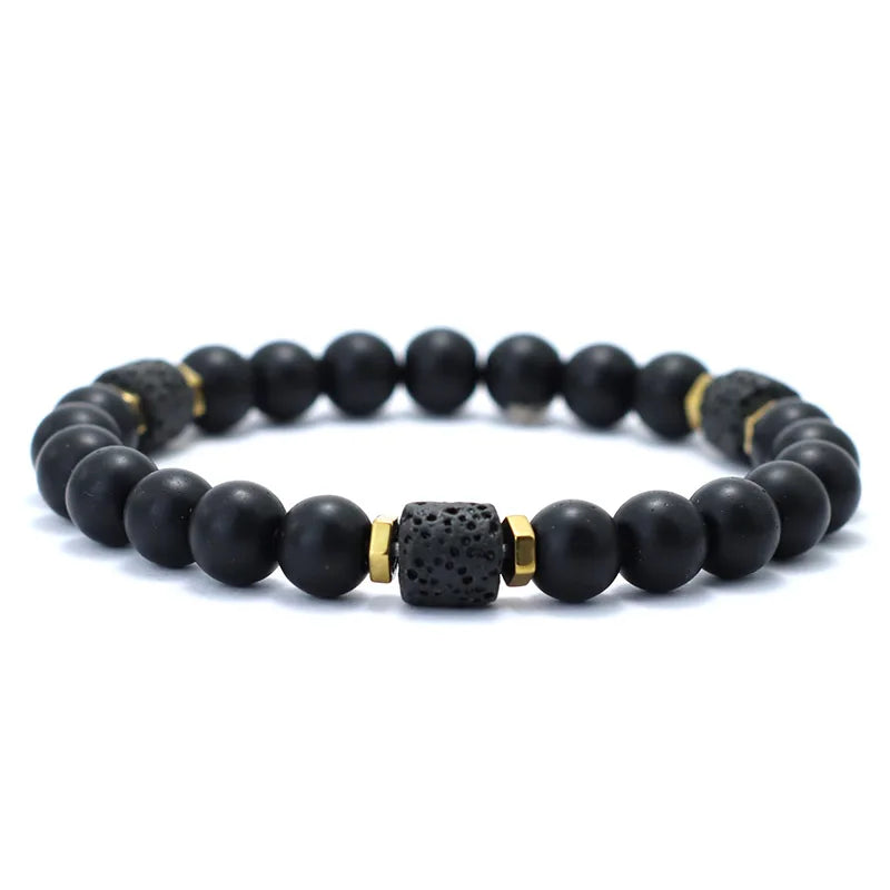 Unique Natural Stone Bracelet Men 8mm Obsidian Tiger Eyes Beaded Braclet Homme Hand Accessories Black Strand Brazalete Pulseira