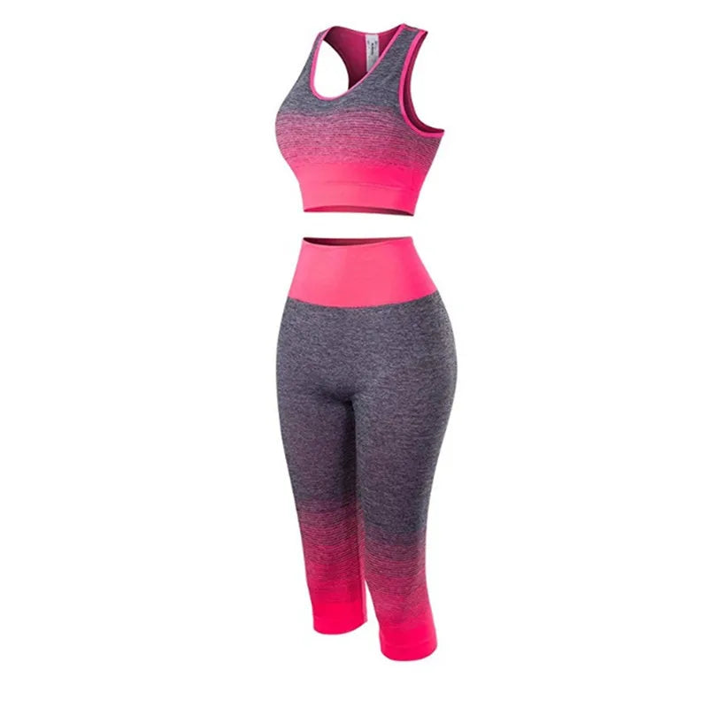 2 Piece Yoga Set - Gradual Changing Sports Bra & Leggings