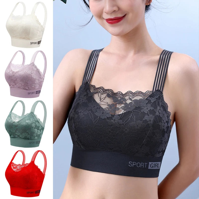 2PCS Women Lace Bras - Wireless Bralette Vest Style Tube Tops