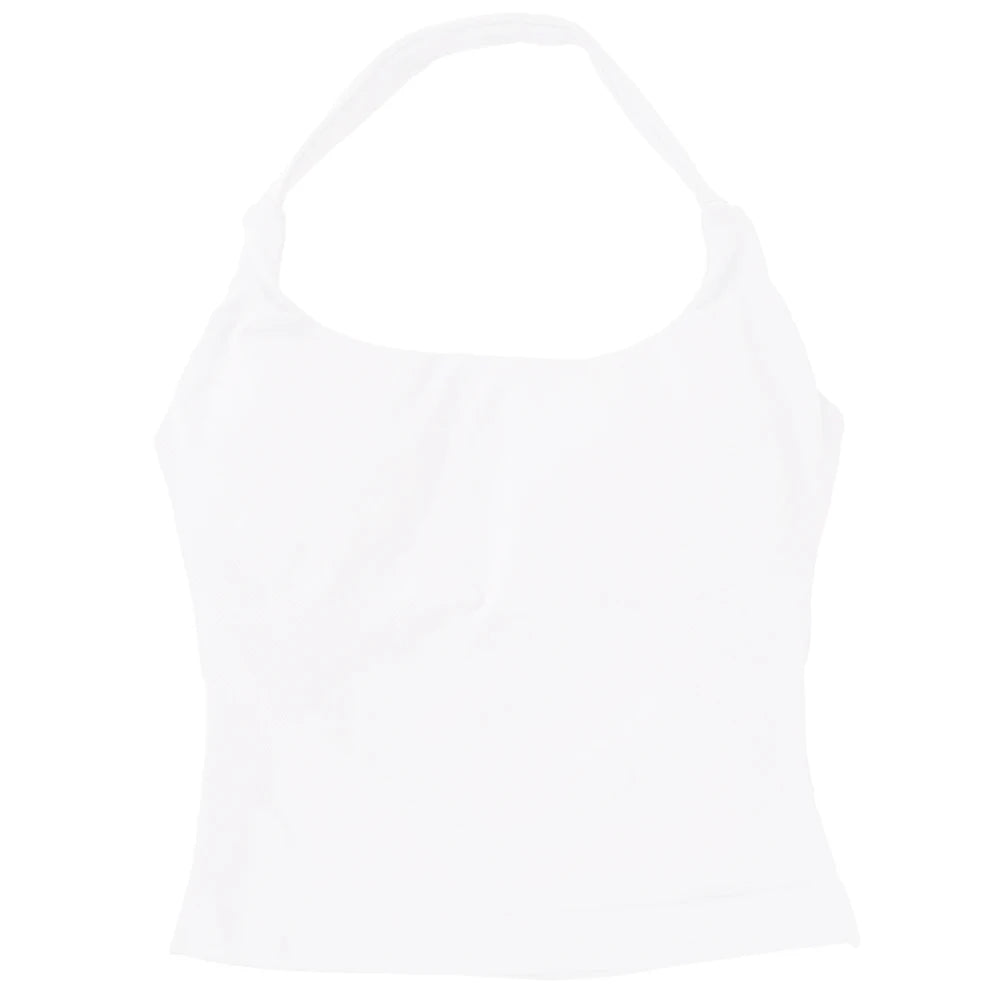 Gym Top Women Clothes Strappy Workout Tank Top Padded Sports Bra Backless Yoga Shirts Seamless Gym Crop Top Halter Fitness Vest