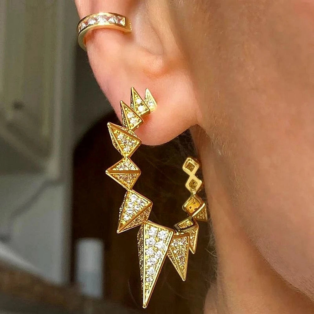 925 Sterling Silver Needle Punk Spike Rivet Hoop Earrings For Women Huggie Earrings Ear Cuff Piercing Earring Gothic Jewelry