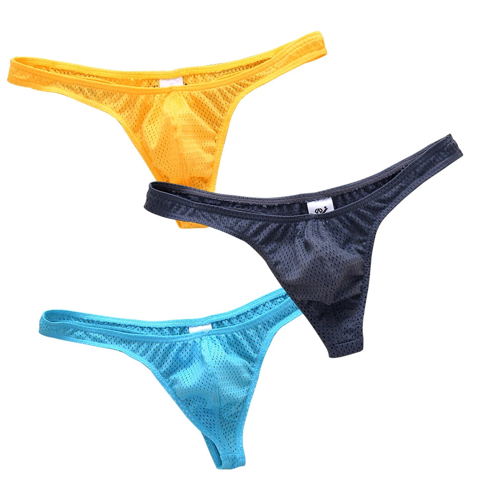3 Pack Mens mesh thong briefs thongs sexy man underwear Sexy Gay Men Boys Jockstrap Underwear Sissy Panties Cueca Tanga Male