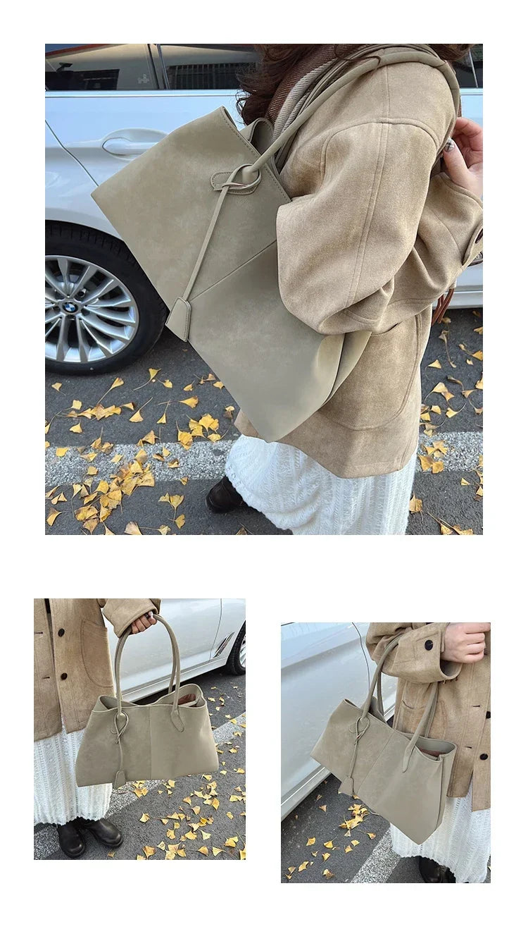 Faux Suede Solid Color High Quality Fashionable Versatile Handbag 2025 Women's Product Hot Selling  Large Capacity Shoulder Bag
