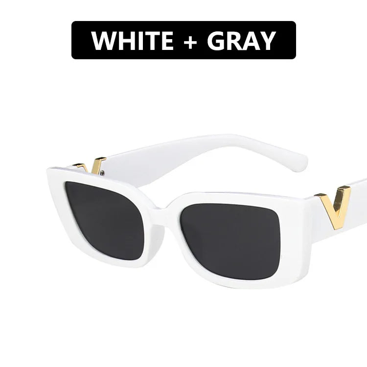 Retro Rectangle Small Frame Sunglasses - Vintage Designer Black Women