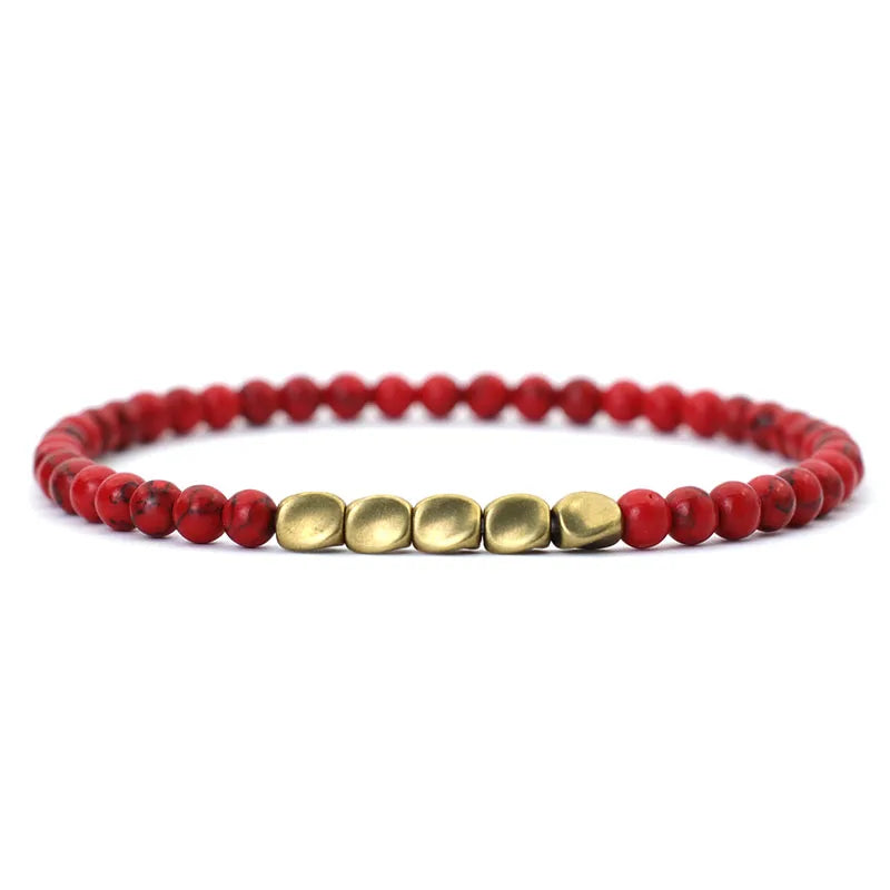 New Men 4mm Bracelet Irregular Copper Beads Strand Braclet Minimalist Black Onyx Stone Braslet Pulsera Hombre Gift For Him Joias