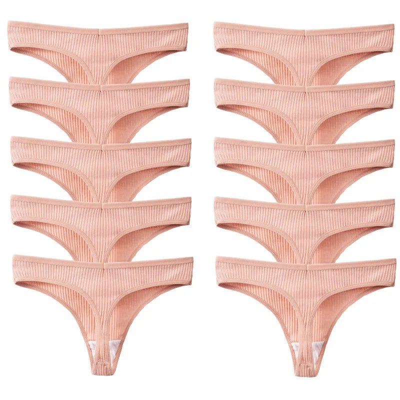 TrowBridge 10PCS/Set Women's Panties Cotton Striped Underwear Sexy Sports Thongs Lingerie Soft Comfortable G-Strings Hot T-Backs