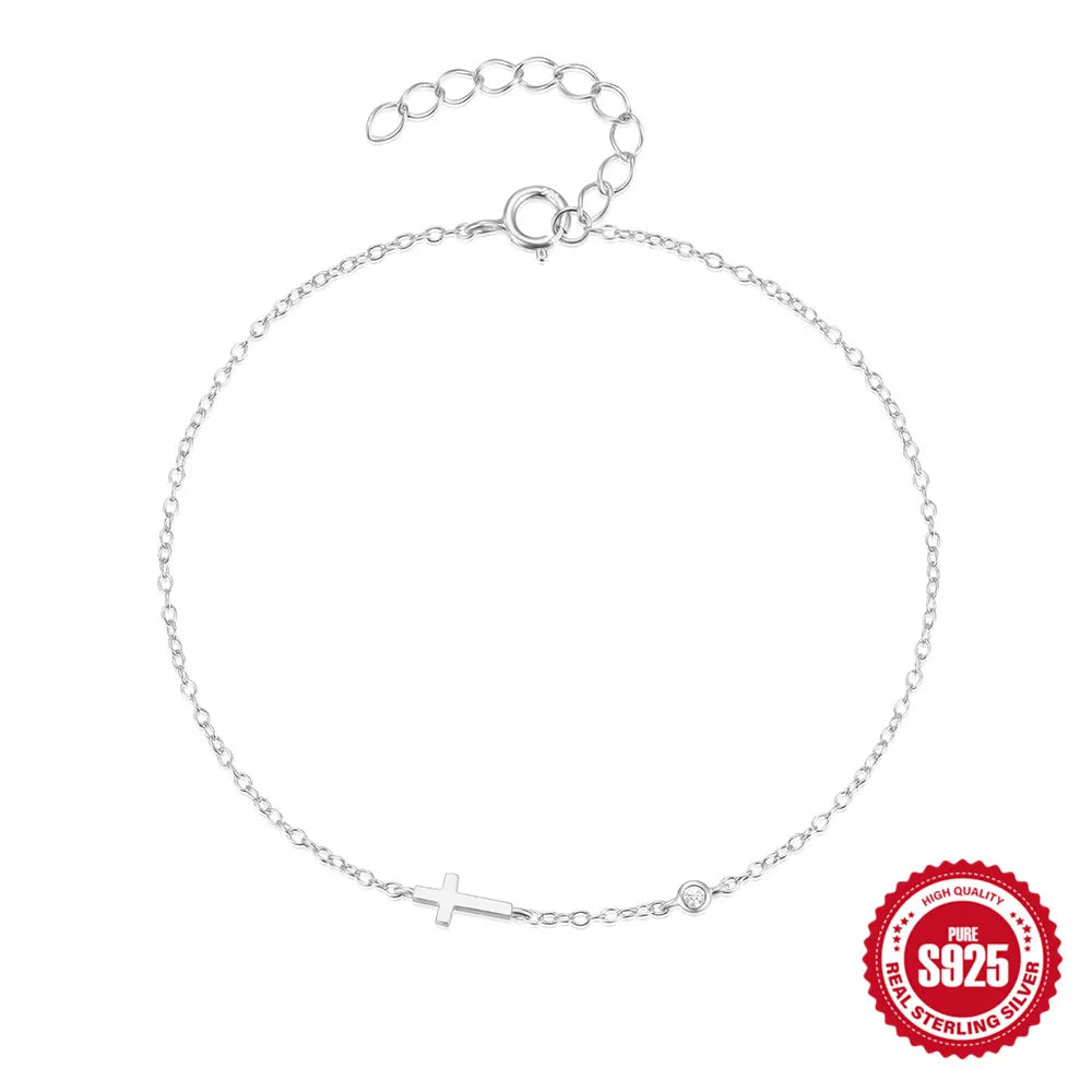 CANNER European American Style Eight-Pointed Star Zircon Bracelet S925 Sterling Silver Personality Simple Versatile Bracelet