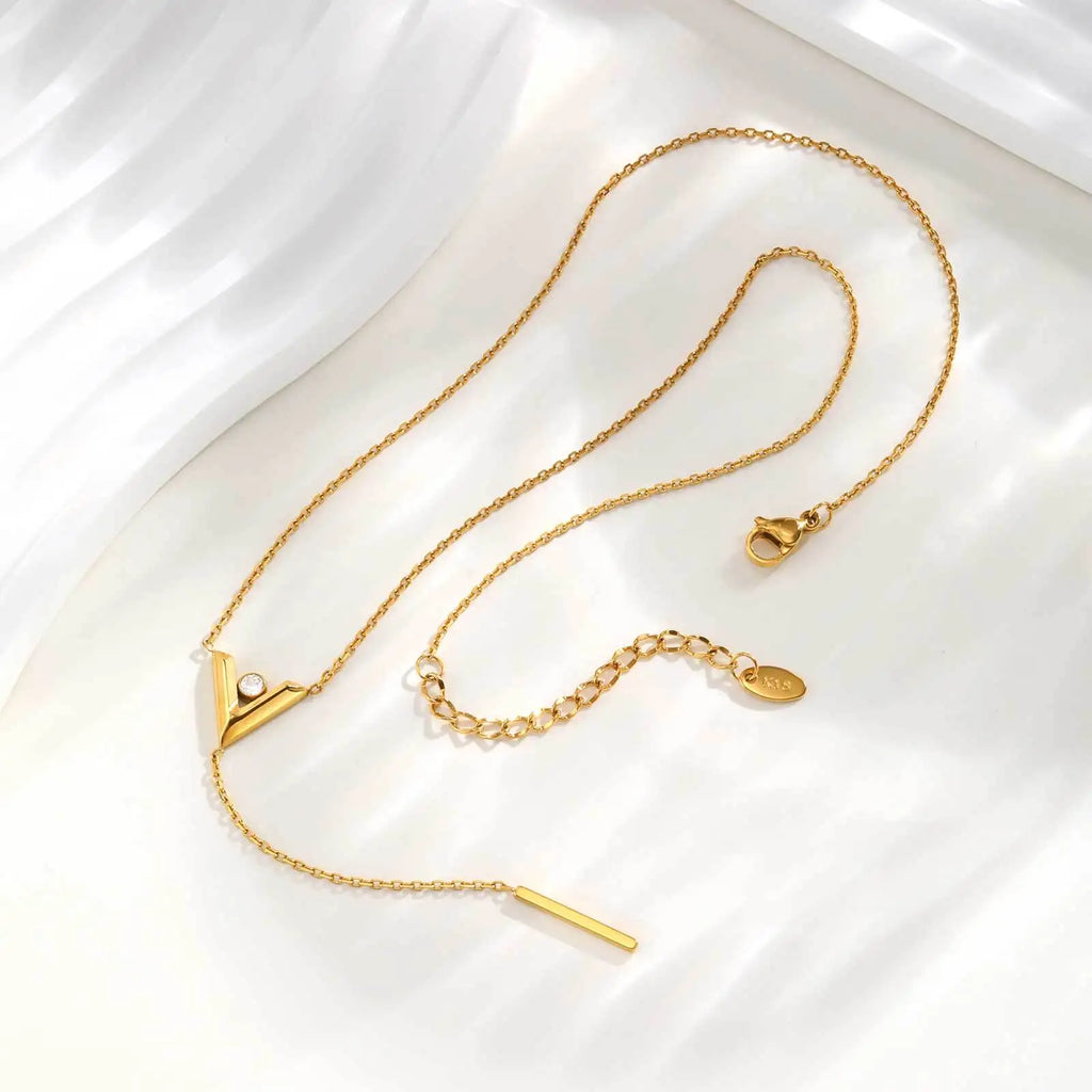 Vnox Women Trendy V Shaped Necklace With Small Pendant, Stainless Steel Y-shaped Necklaces, Jewelry Gifts Wholesale