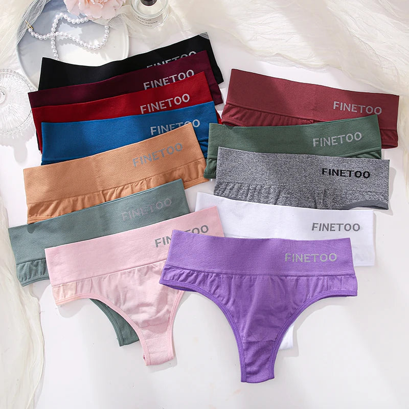 3PCS/Set Women's Panties Sexy Underwear FINETOO Large Size Thong Women Seamless Panties High Waist Girls Thongs M-2XL