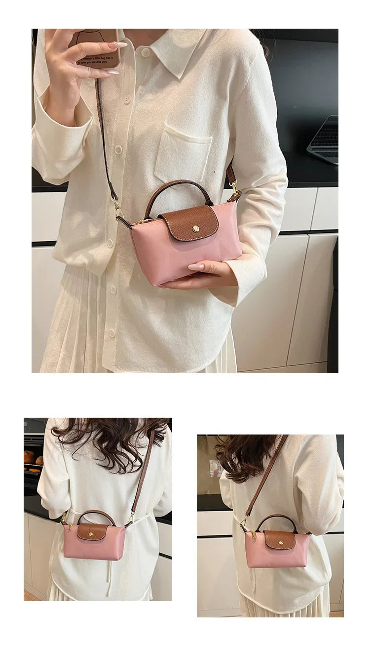 Retro Fashion Nylon Dumpling Bag Women's Crossbody Handbag Soft Polyester Lining Zipper Closure Shoulder Bag Handbag