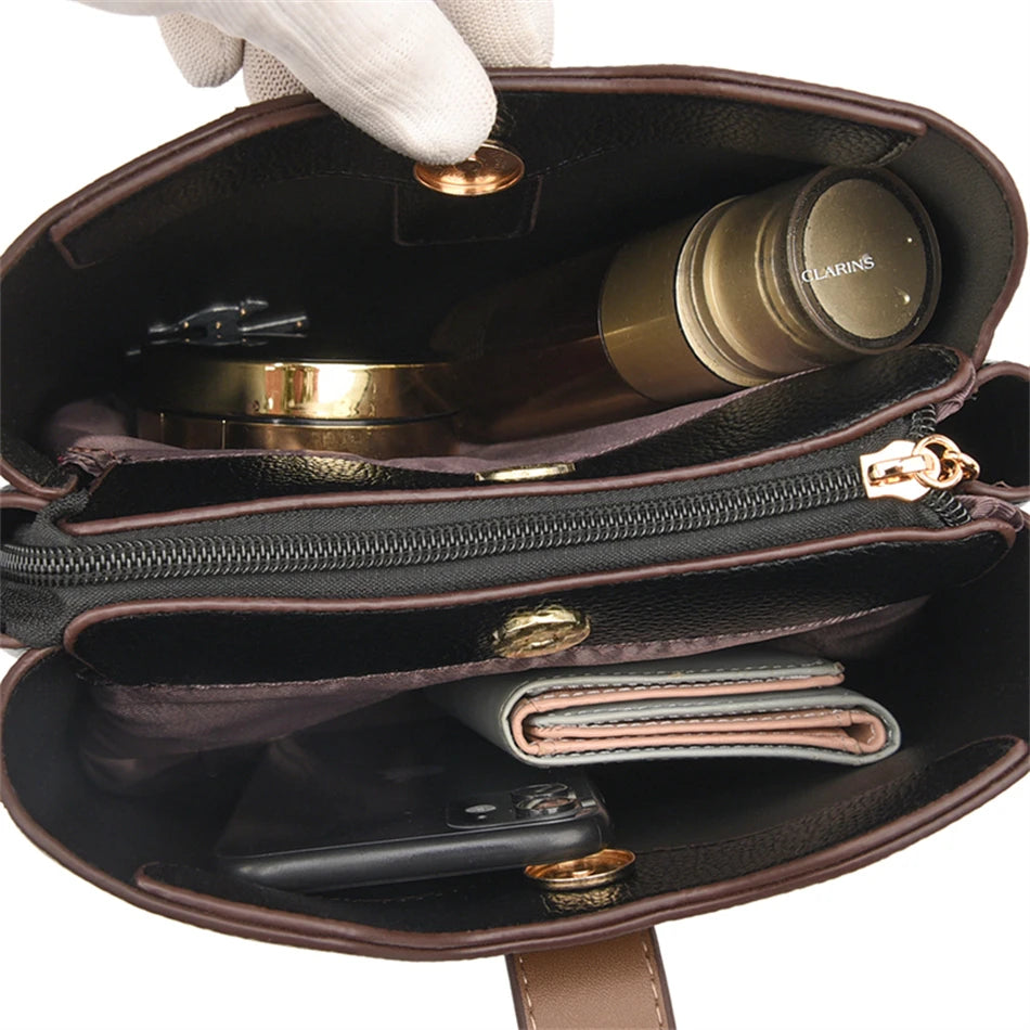 3-Layer Designer Handbag - Large Capacity Crossbody Messenger Bag