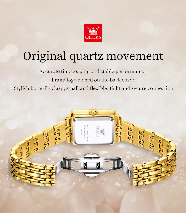 OLEVS Women's Watches Luxury Golden Stainless Steel Woman Watch Luminous Waterproof Quartz Wrist Watch Fashion Watches for Women