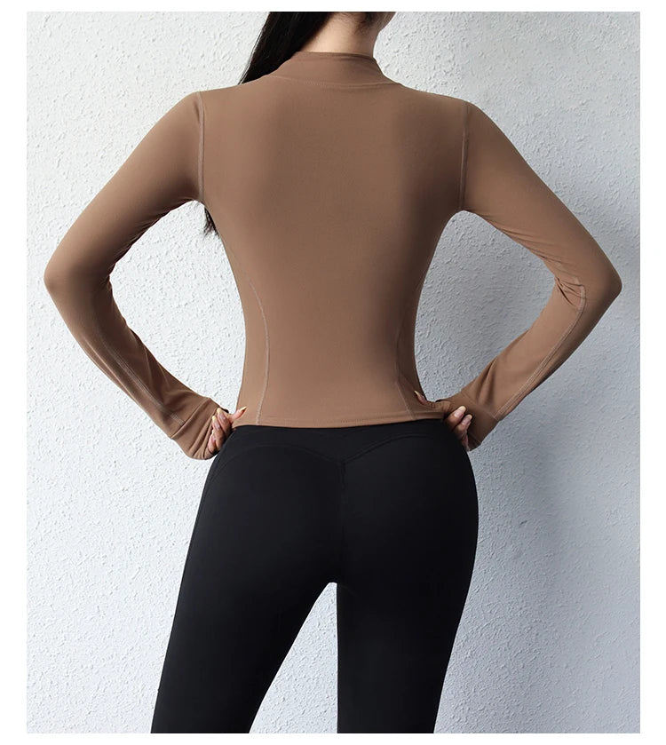 2023 Yoga Jacket - Short Sports Jacket Body Sculpting Zipper