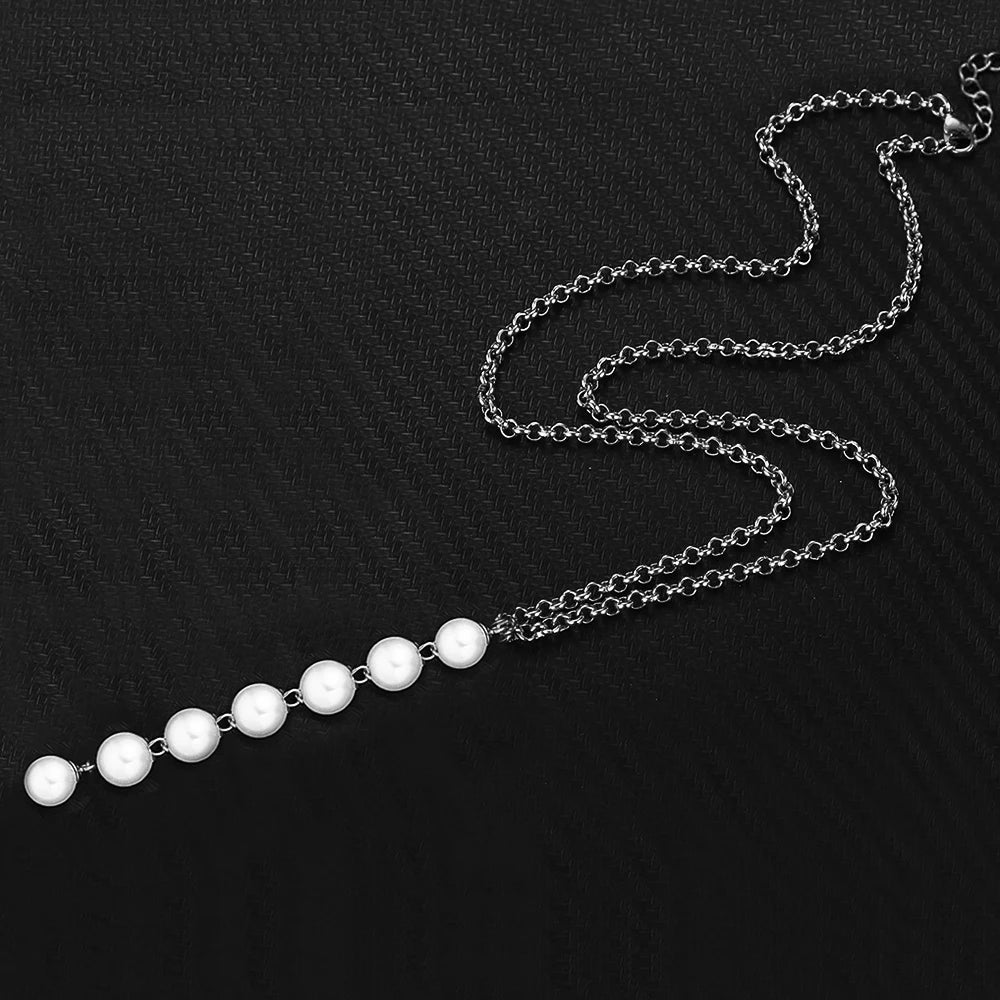 MinaMaMa Simple Stainless Steel Round Fuax Pearl Pendant Necklace For Woman Pearl Choker Necklace Jewelry Gifts