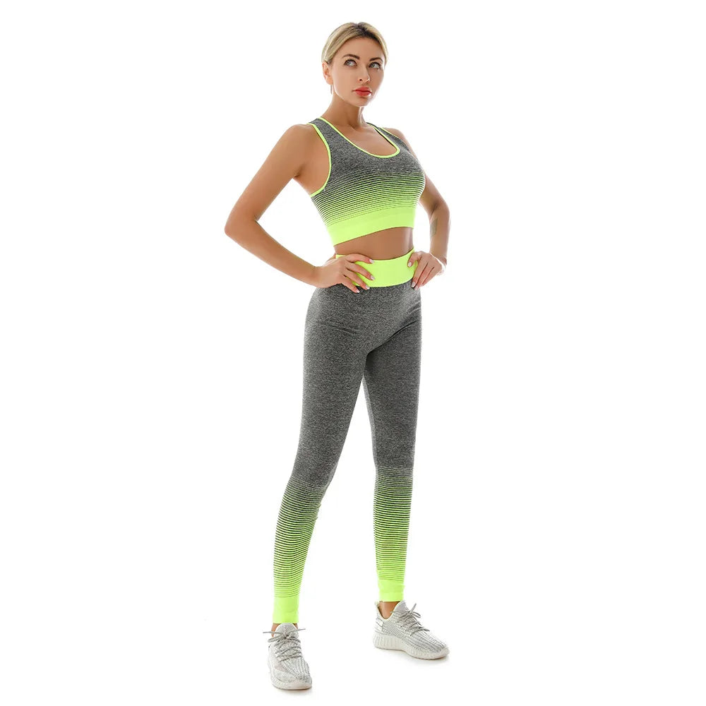 2 Piece Yoga Set - Gradual Changing Sports Bra & Leggings
