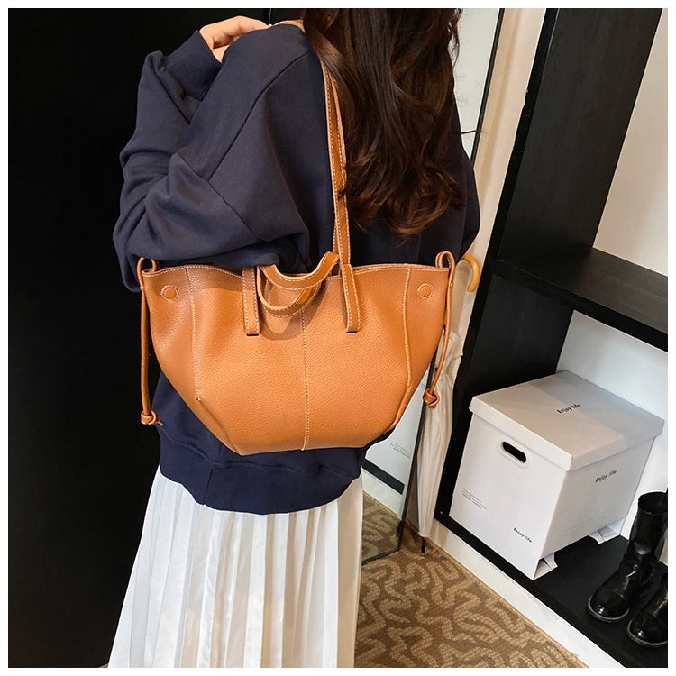 High Quality PU Tote Bags Fashion Solid Hasp Simple Versatile Sense of Luxury Shoulder and Handbags for Women 2024 New Style
