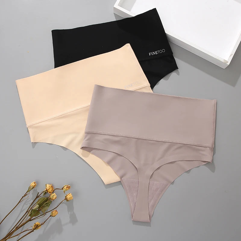 Seamless High Waist Women Thong Black Abdomen Hip Lift Briefs Body Shaping Underwear Breathable Female Panties Plus Size S-XL