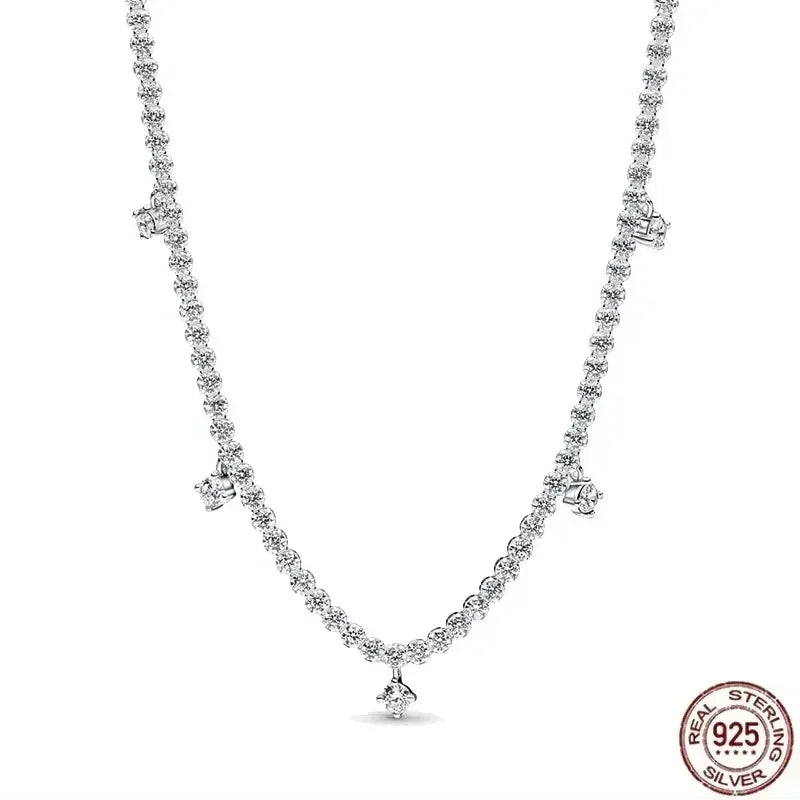 Christmas Birthday Surprise Gifts 925 Sterling Silver Exquisite Shiny Round Heart-shaped Necklace Classic Charm Women's Jewelry