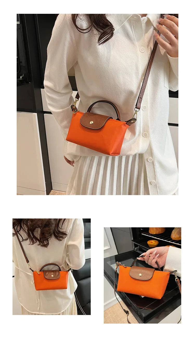 Retro Fashion Nylon Dumpling Bag Women's Crossbody Handbag Soft Polyester Lining Zipper Closure Shoulder Bag Handbag
