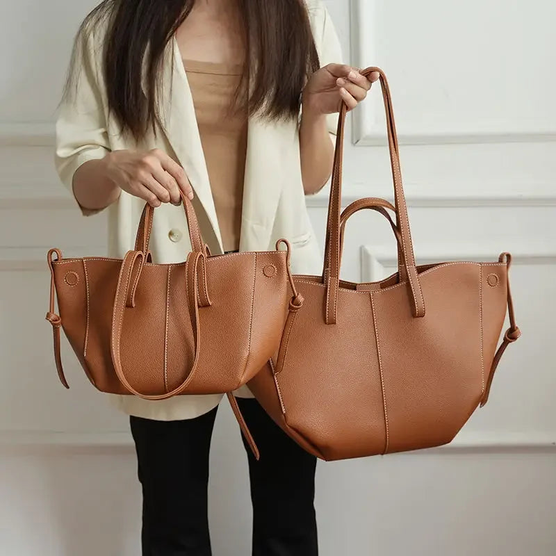 Fashionable Large Capacity Tote Bag Handbag Women's Single Shoulder Bag Brown New Arrival 2025 from France High Aesthetic Value