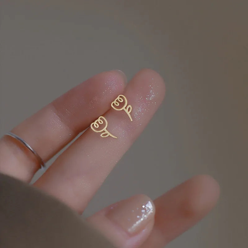 silver-plate Gold Color Mini Small Butterfly Heart Stud Earring For Women Cartilage Helix Tragus Ear Piercing Jewelry Gift