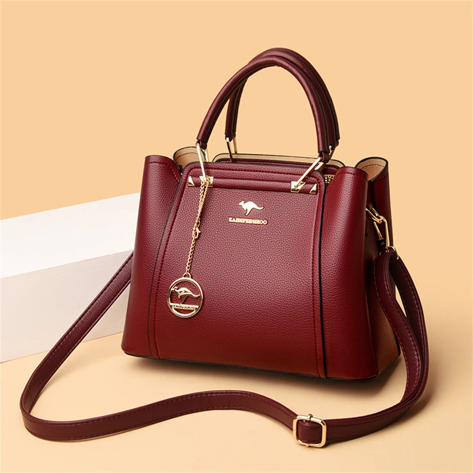 2024 Luxury Designer Handbag - 3 Layer Crossbody Leather Tote