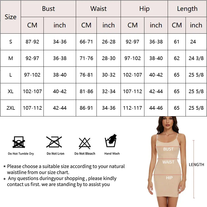 Women Shapewear Full Slip - Tummy Control Cami Mini Under Dress