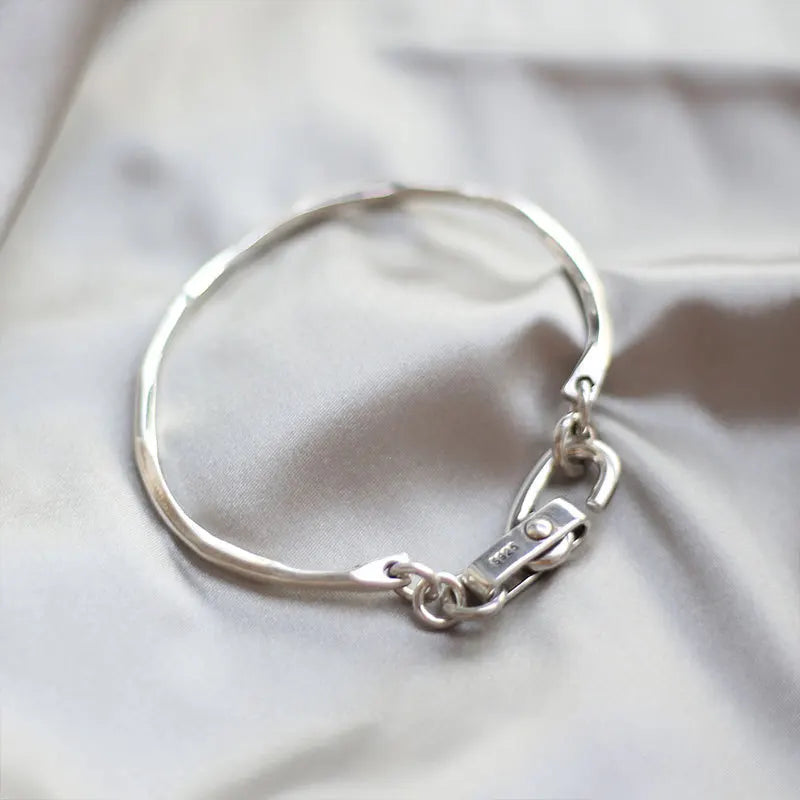 925 Sterling Silver Bracelet Bangle Vintage Open Lock Geometric Punk For Woman Girl Fashion Jewelry Gift Dropship Wholesale