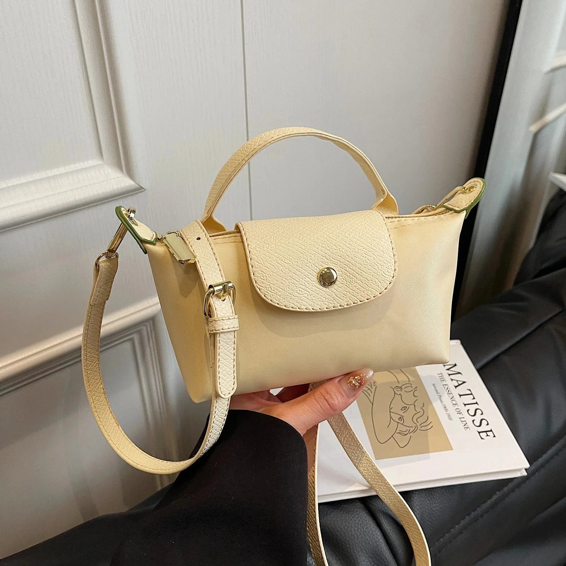 Retro Fashion Nylon Dumpling Bag Women's Crossbody Handbag Soft Polyester Lining Zipper Closure Shoulder Bag Handbag