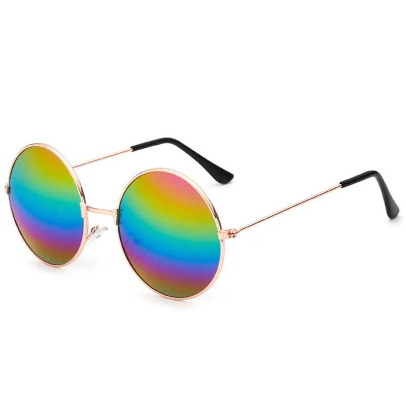 FOENIXSONG Round Pilots Sunglasses - Vintage Silver Gold Black Unisex