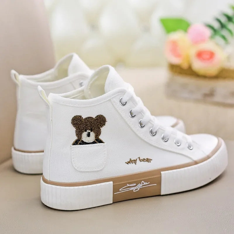 Women's Cute Canvas Sneakers - Breathable Vulcanized Sport Shoes