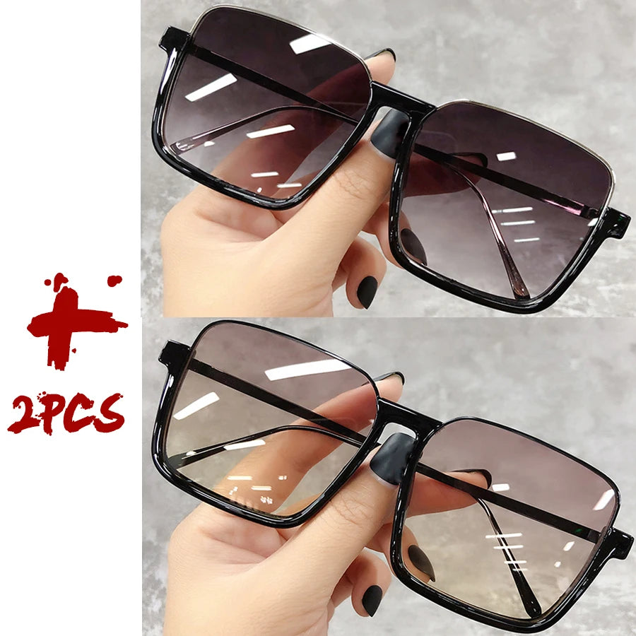 2025 Big Square Frame Travel Sunglasses - Luxury Gradient Unisex UV400
