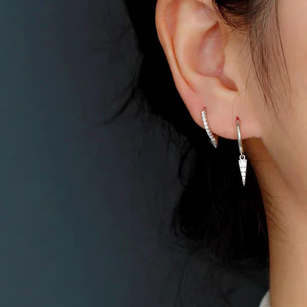 925 Sterling Silver Needle Punk Spike Rivet Hoop Earrings For Women Huggie Earrings Ear Cuff Piercing Earring Gothic Jewelry