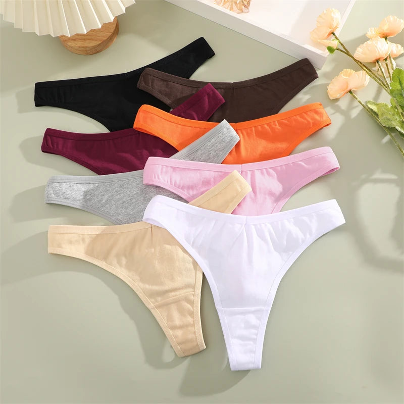 3Pcs/Set Seamless Thong Cotton Women Thin Strap Low Waist High Flexibility Panty Sexy Underwear Ladies Briefs T-back Soft Women