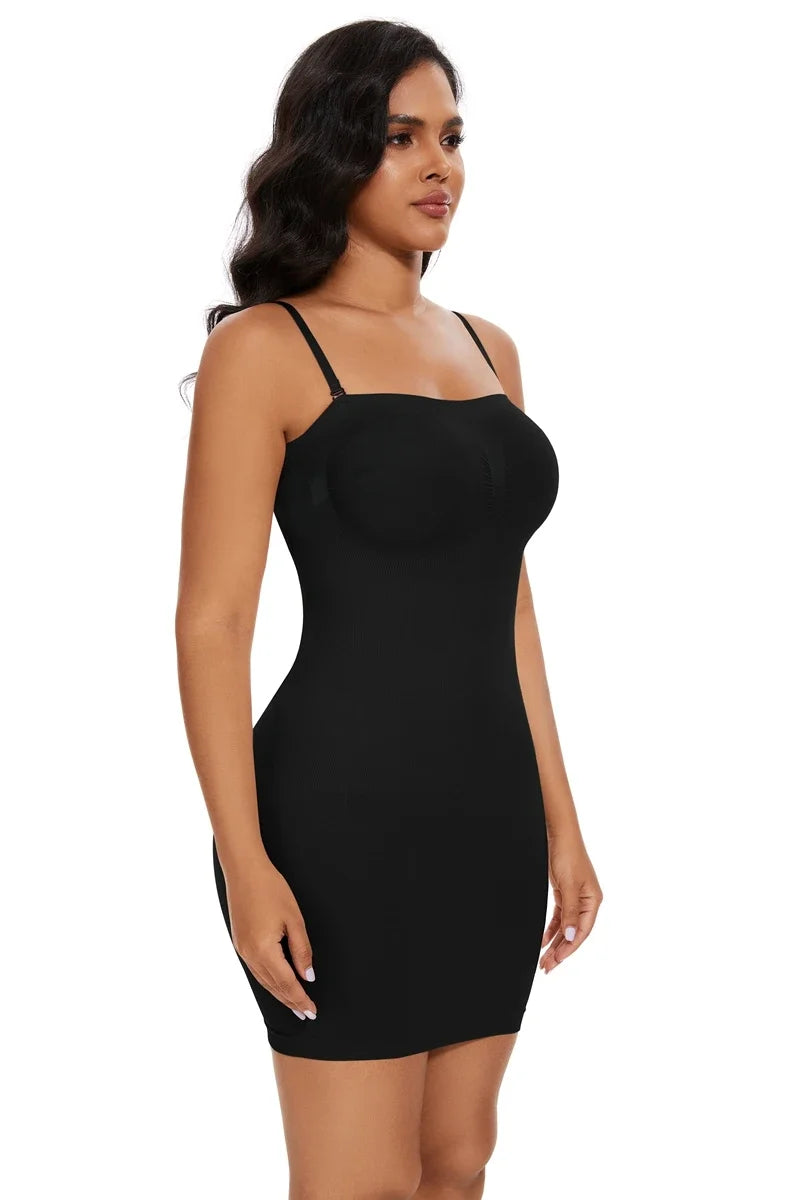 Full Slip Shapewear - Off Shoulder Strapless Body Shaper Dress