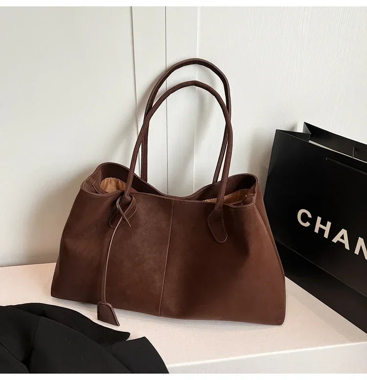 Faux Suede Solid Color High Quality Fashionable Versatile Handbag 2025 Women's Product Hot Selling  Large Capacity Shoulder Bag
