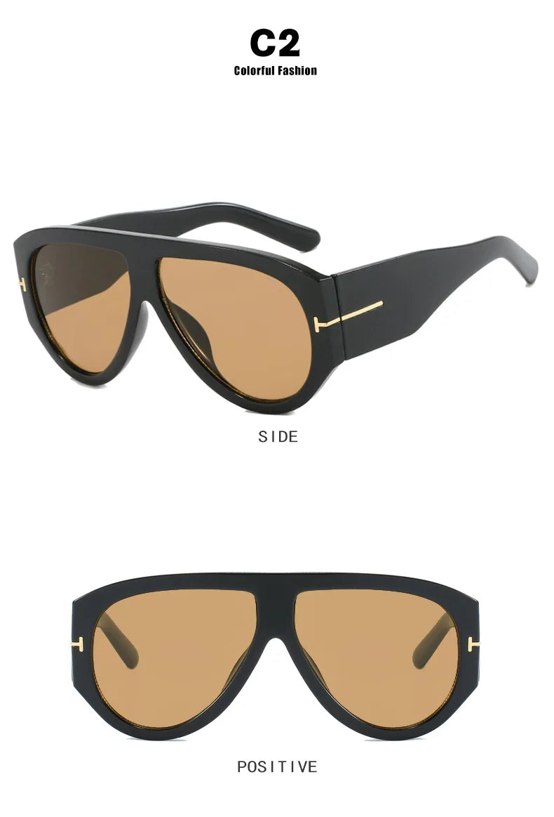 Vintage Oval Large Frame Sunglasses - Trendy Street Style UV400 Women