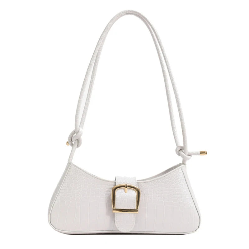 French Simple Solid Color PU Leather Shoulder Bag Fashion Versatile Handbag Underarm Bag For Women Hand Shoulder Bag